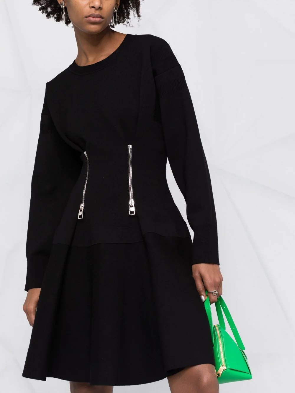 zip-detail flared dress - 5