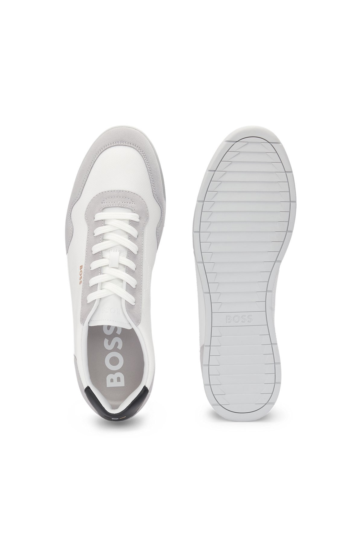 MIXED-MATERIAL LACE-UP TRAINERS WITH SUEDE TRIMS - 4
