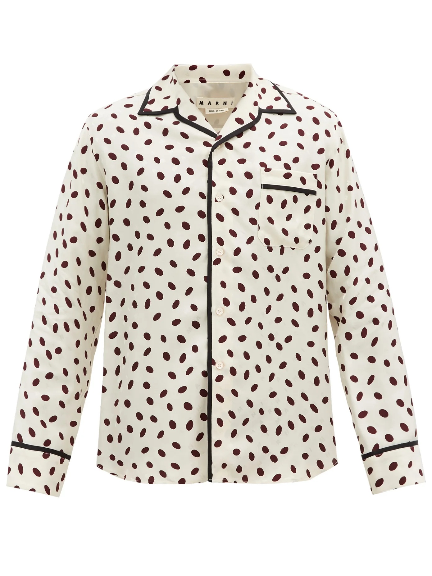 Polka-dot logo-jacquard satin shirt - 1