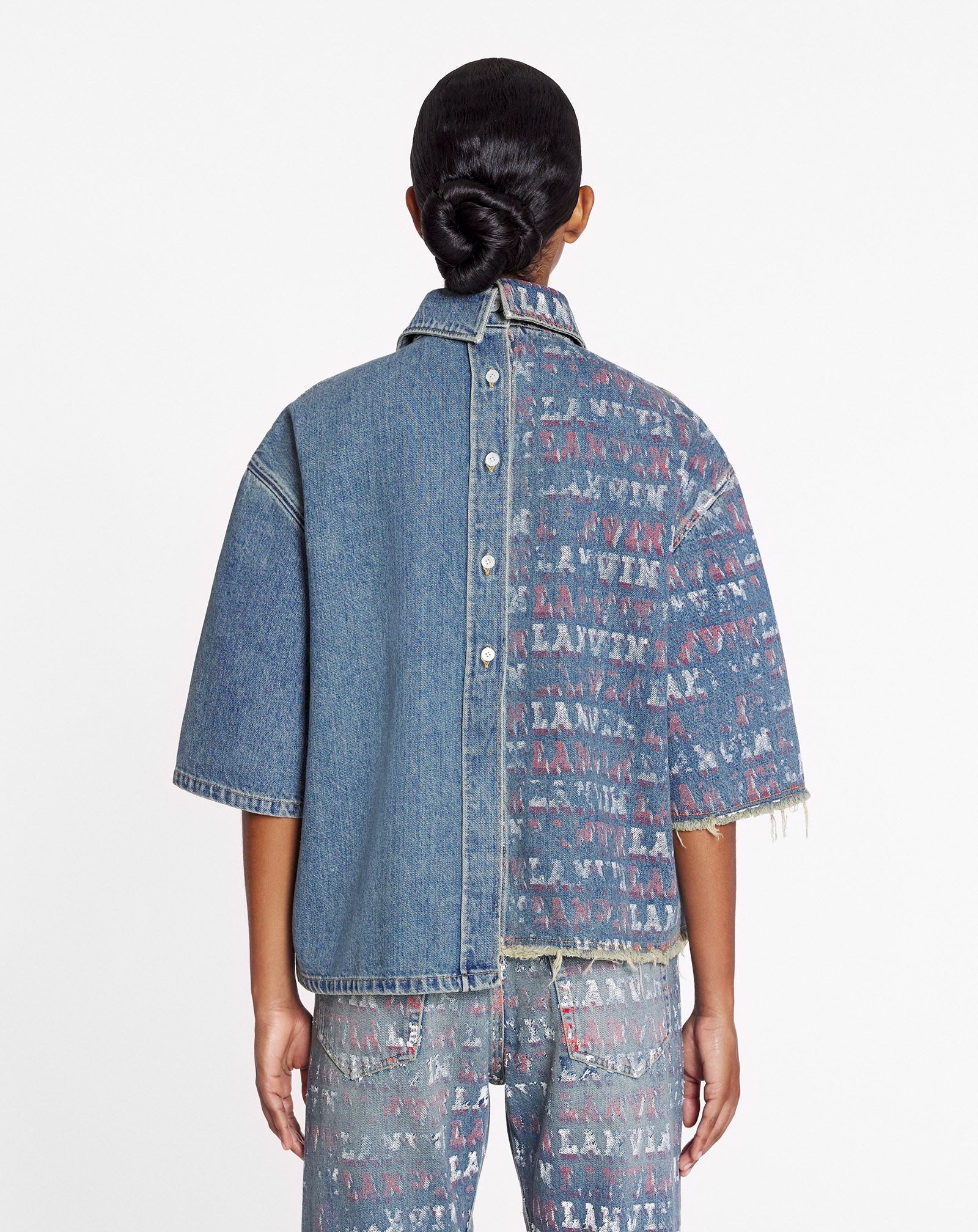 LANVIN X FUTURE UNISEX ASYMMETRICAL PRINTED SHIRT - 4