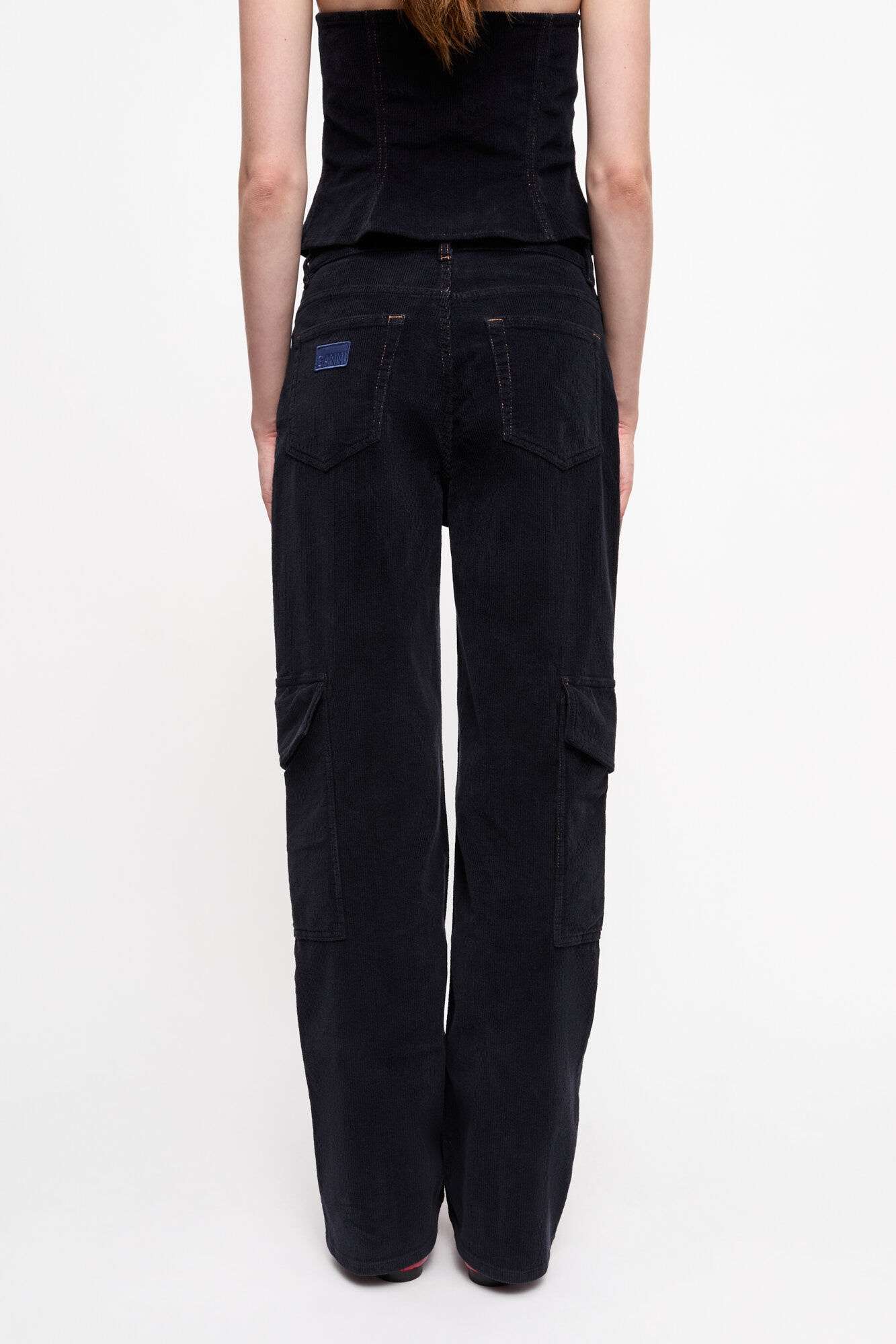 BLUE WASHED CORDUROY CARGO PANTS - 4