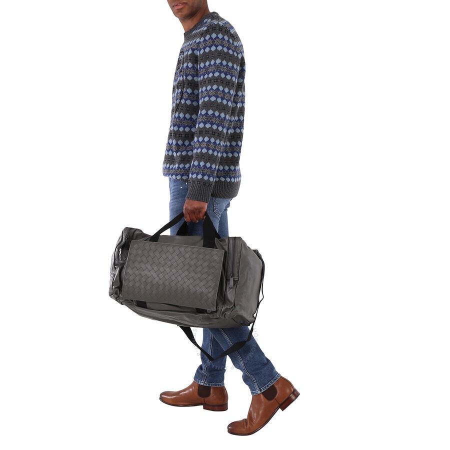 Bottega Veneta Men's Leather Duffle Bag In Grey - 2