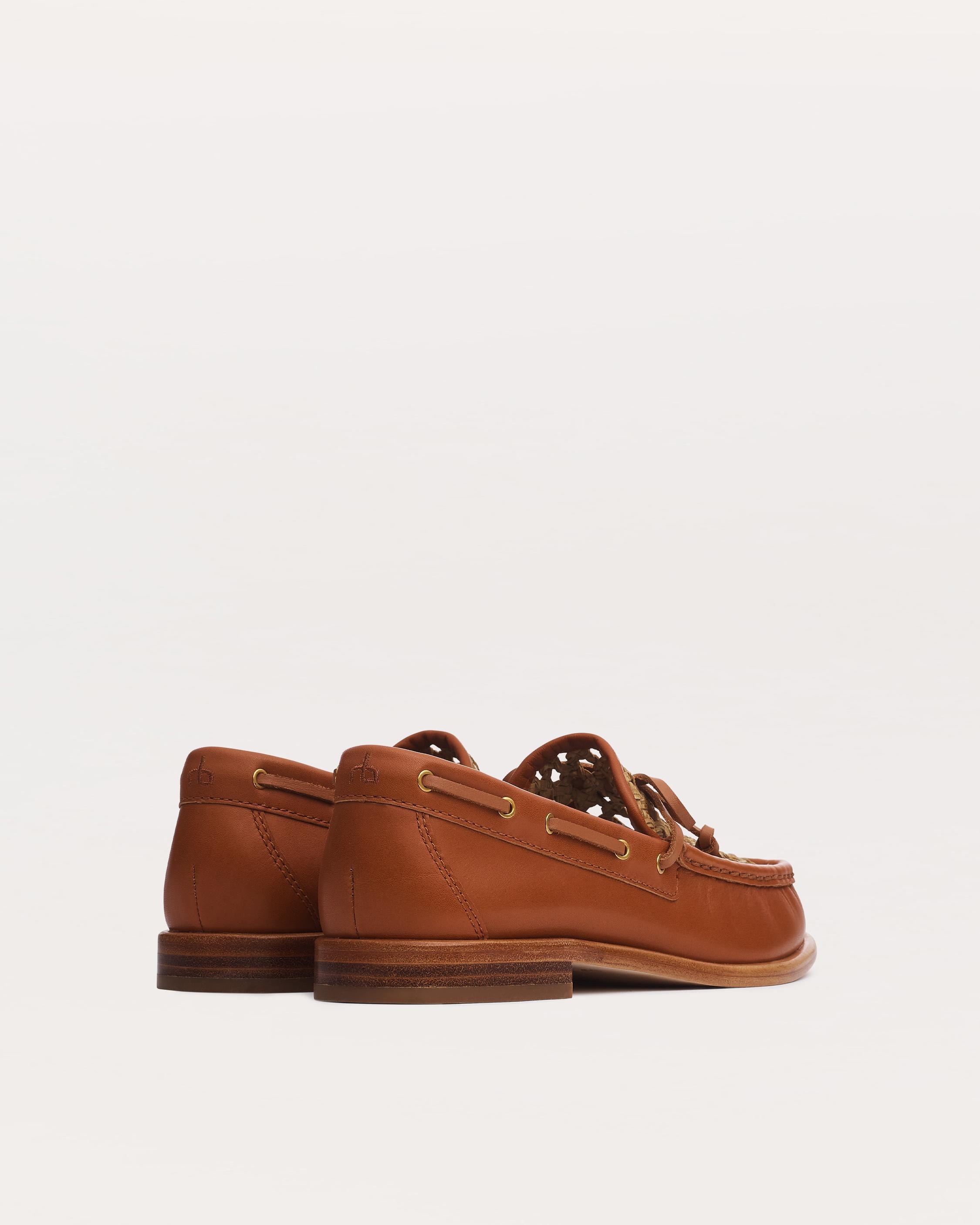 Carter Woven-Trimmed Leather Boat Shoes - 3