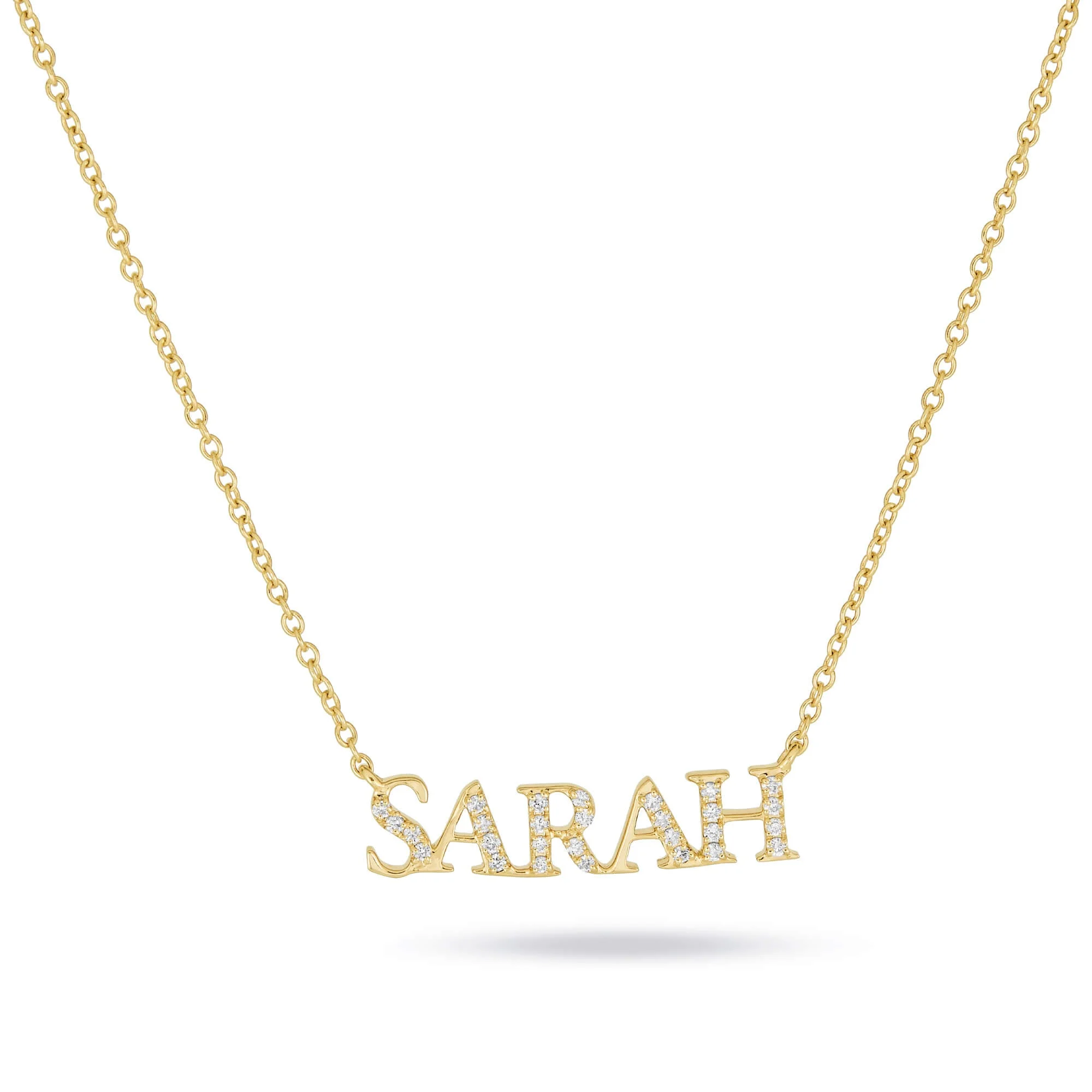 Lab-Created Serif Nameplate Necklace - 1