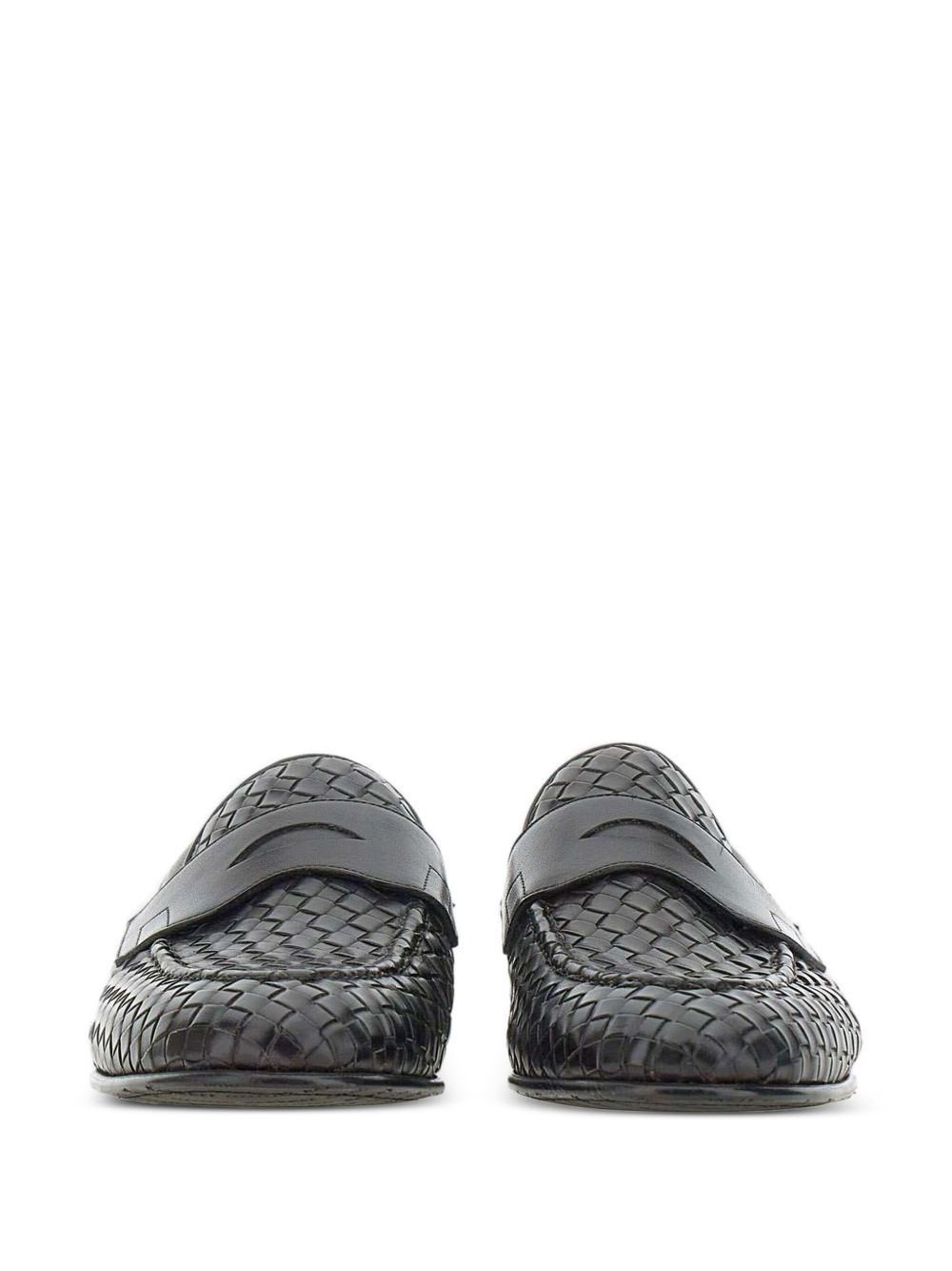 woven leather loafers - 3