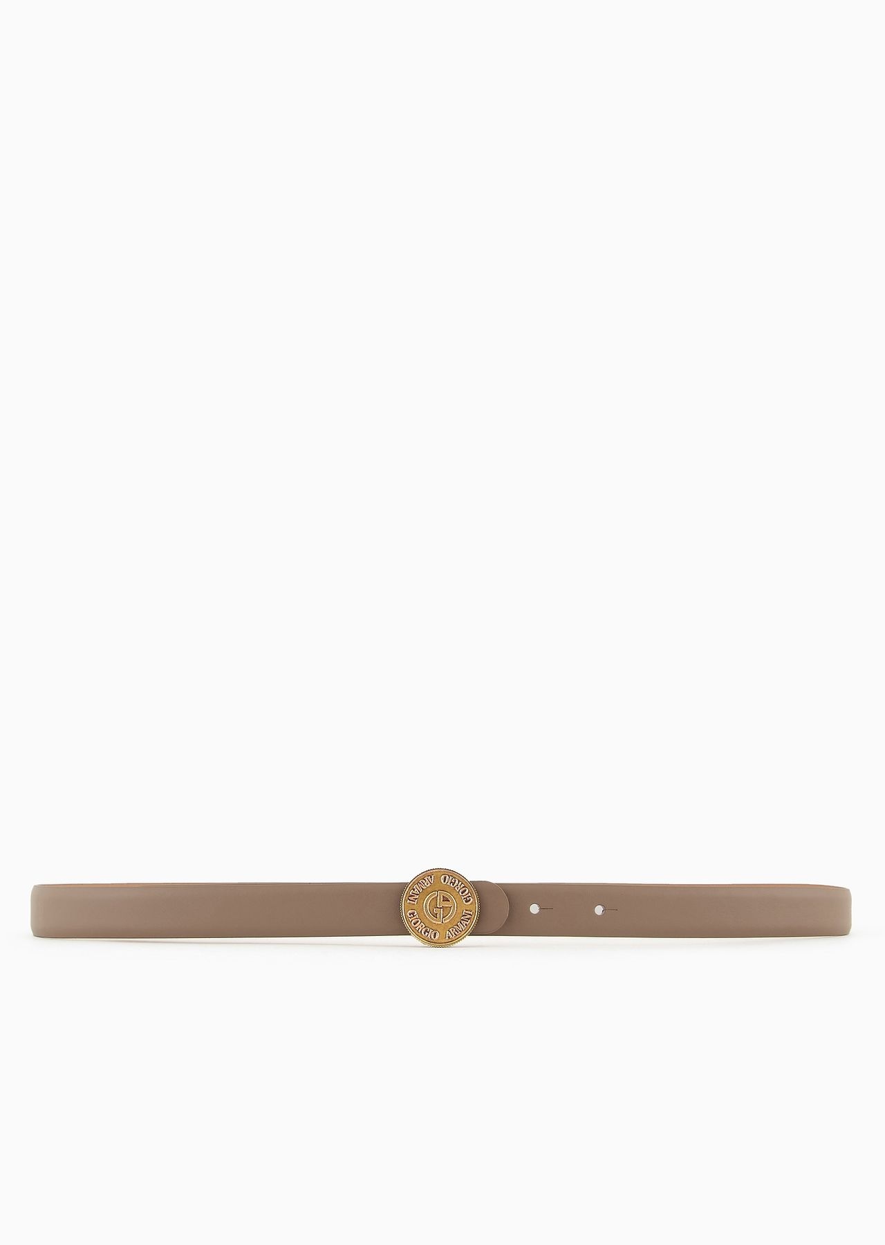 Slim leather belt with round buckle - 3