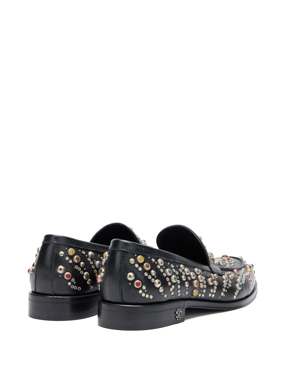 stone-studded leather loafers - 4
