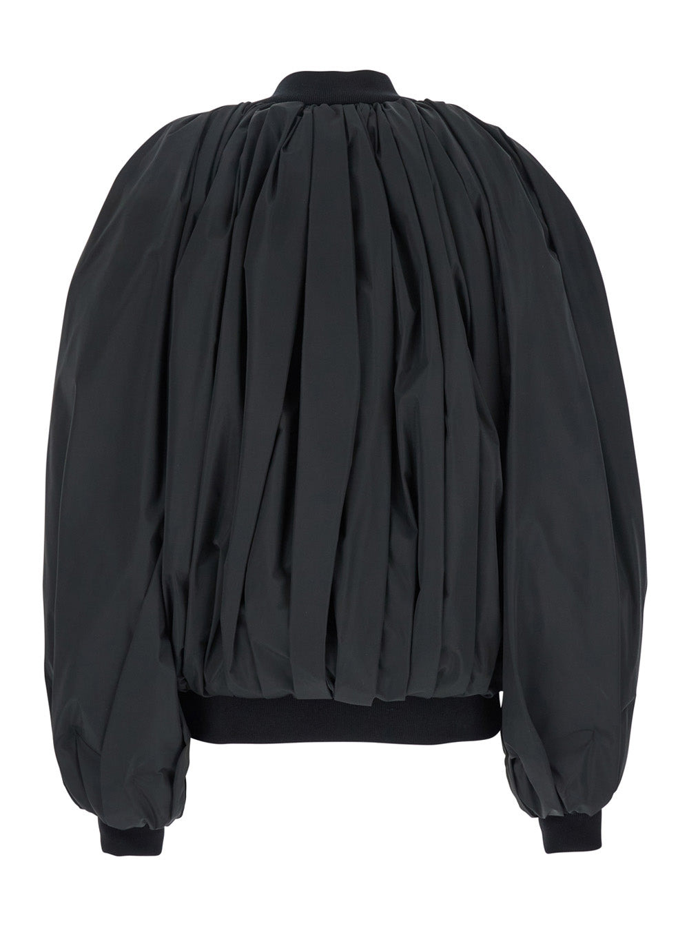 Balenciaga Women Black Bomber Draped Jacket With Elastic Rear Hem In Tech Fabric Woman - 2