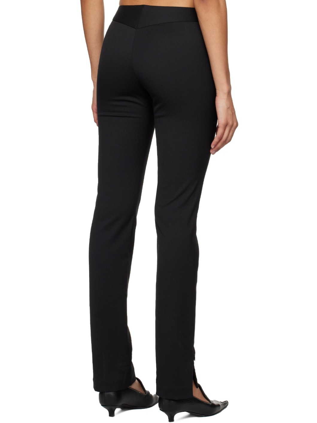 Black Slim Zip Trousers - 3