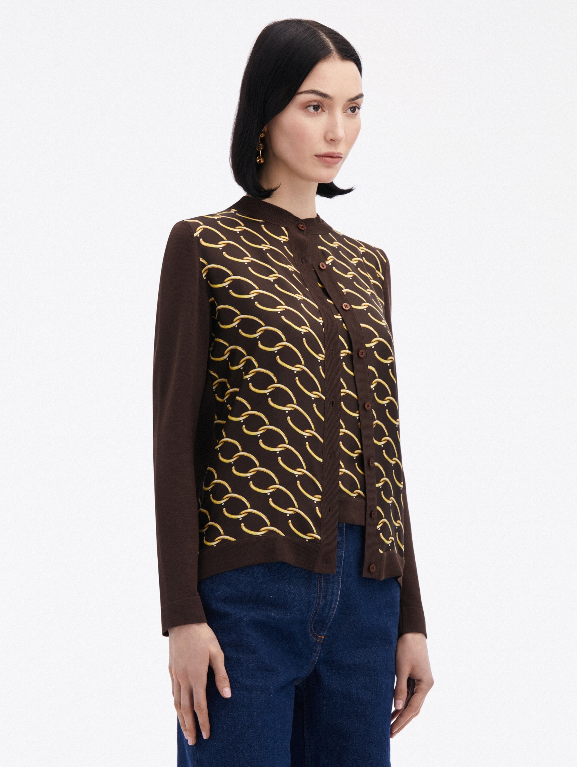 OSCAR CHAIN-LINK INSET CARDIGAN - 4