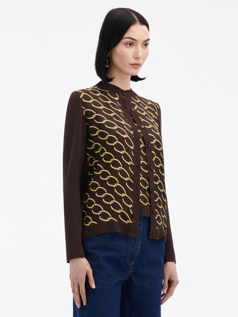 OSCAR CHAIN-LINK INSET CARDIGAN 4