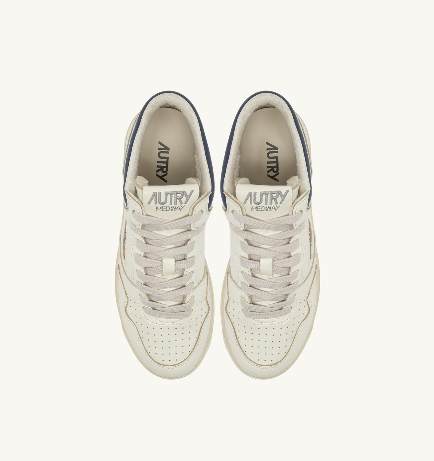 MED-WAY SNEAKERS IN LEATHER COLOR MARSHMALLOW AND ENSIGN BLUE - 5