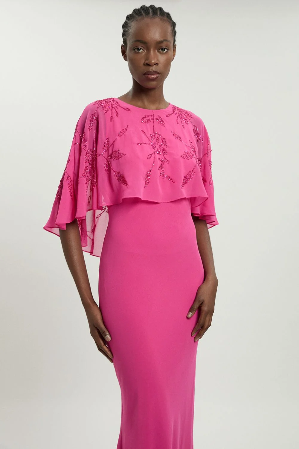 Beaded Cape Detail Maxi Dress - 1