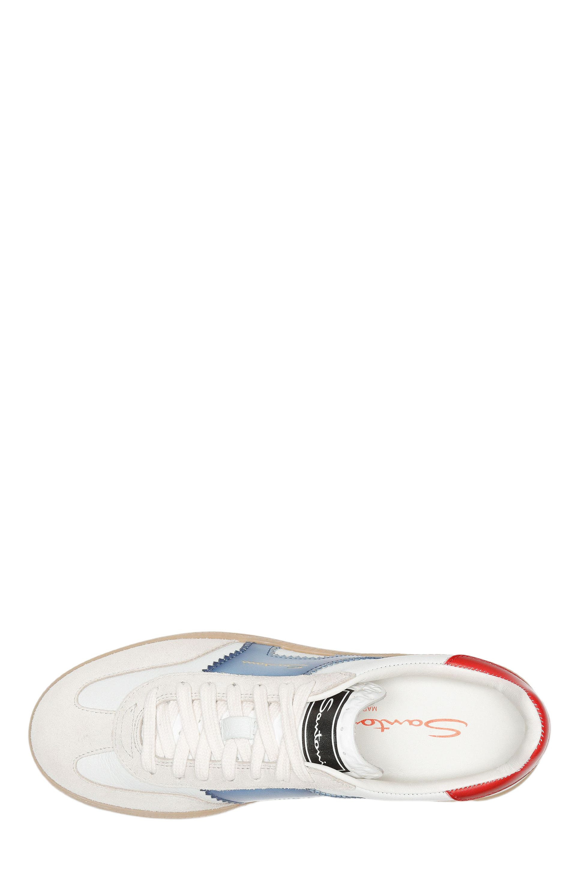 Santoni Women's leather and suede DBS Oly sneaker in White/Blue at Nordstrom - 3