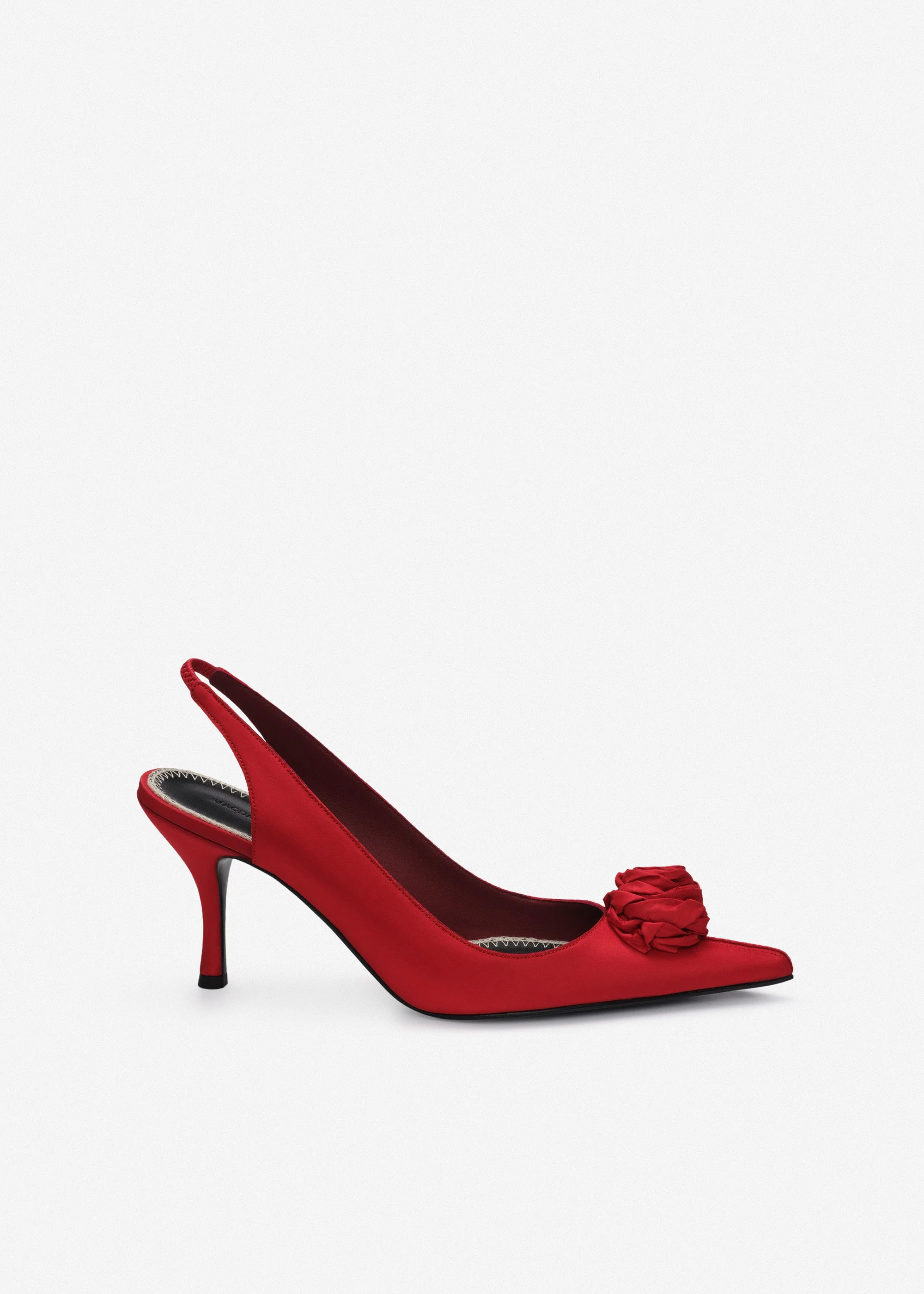 Rose slingback pumps in burgundy satin - 1