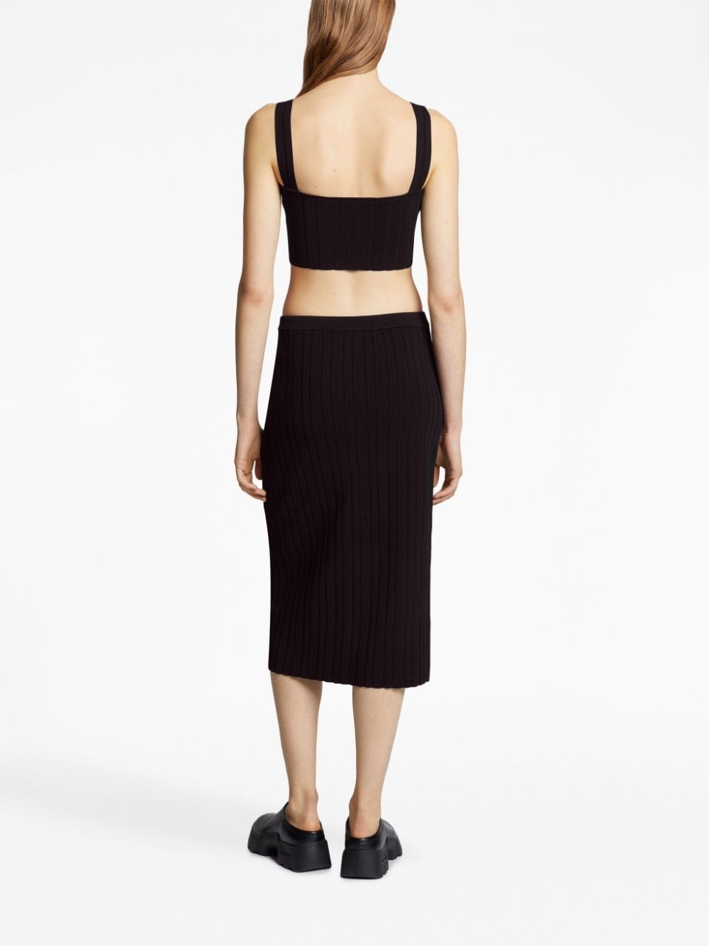 ribbed-knit midi skirt - 4