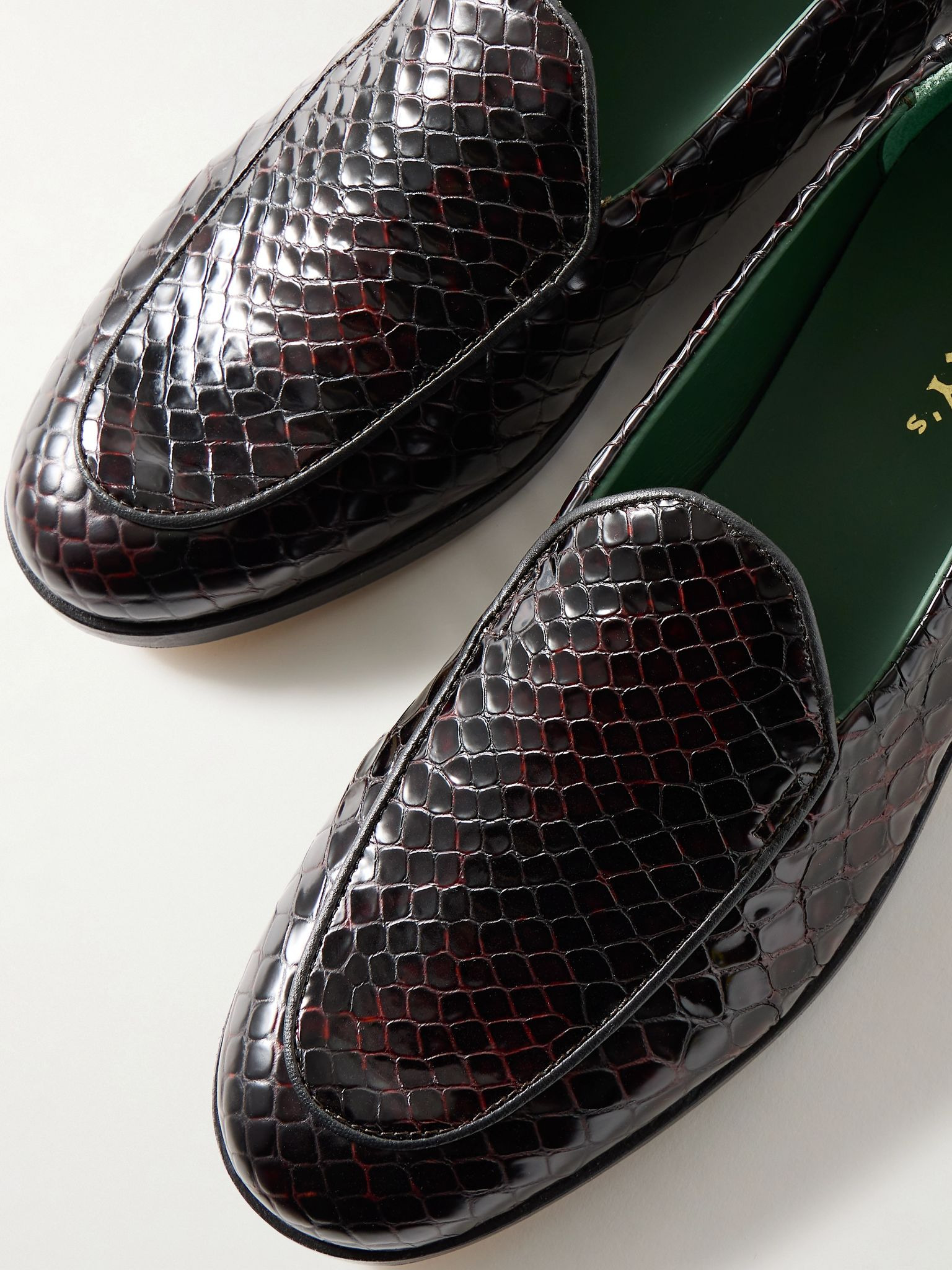 Belgee Croc-Effect Leather Loafers Dark brown - 5
