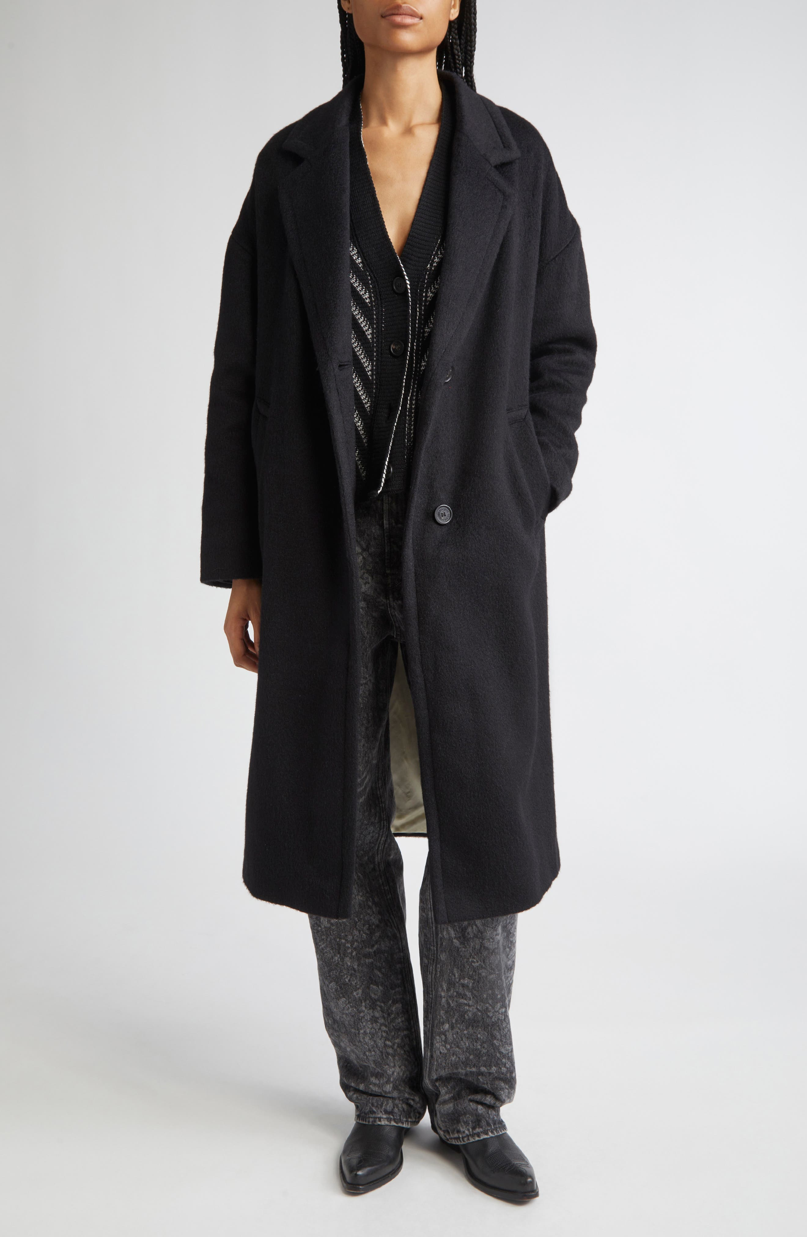 Golden Goose Single Breaste Wool Blend Coccon Coat in Black at Nordstrom - 2