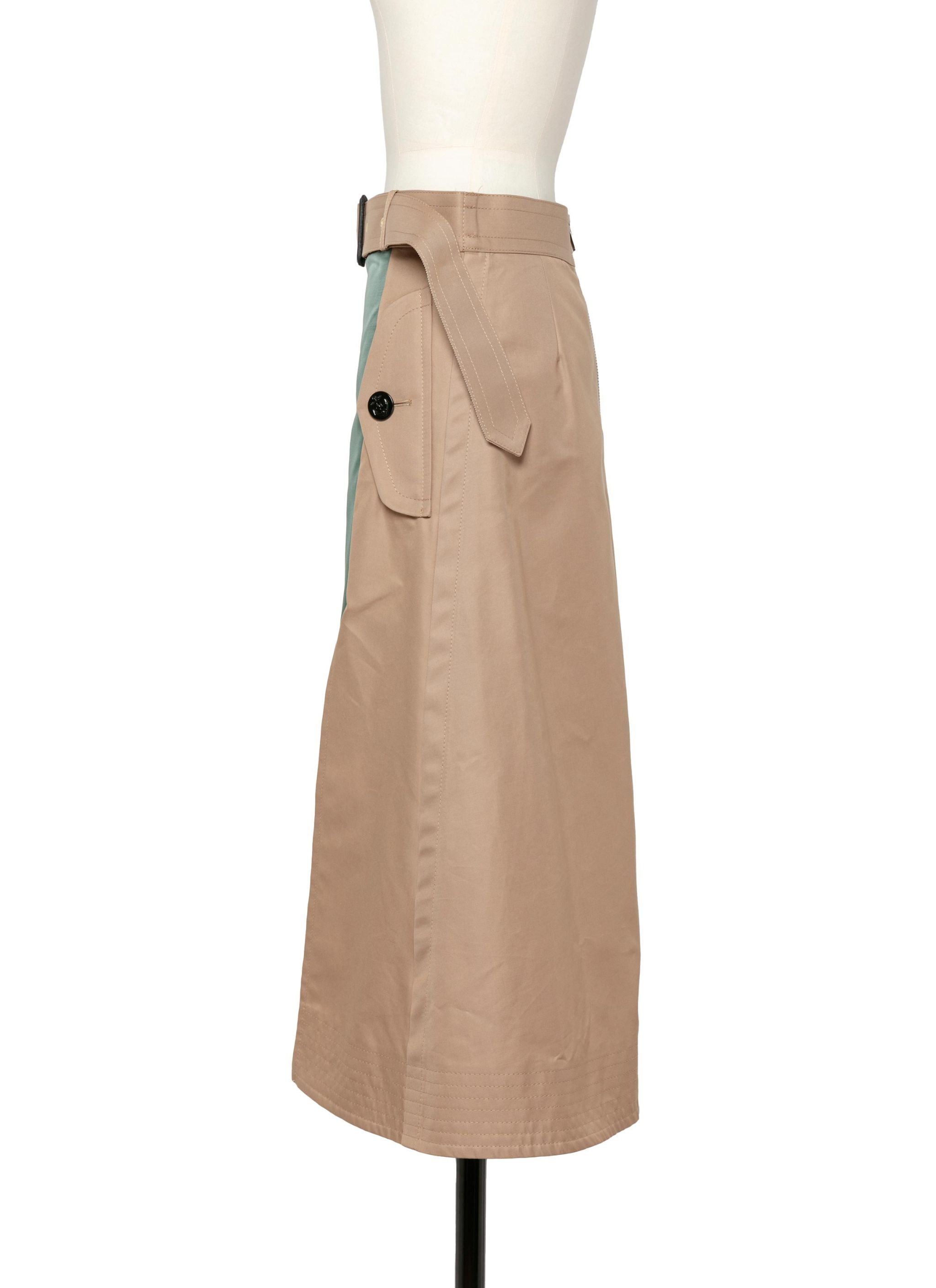 【sacai】Cotton Gabardine Skirt sacai: Beige Cotton Gabardine Midi Skirt | SSENSE