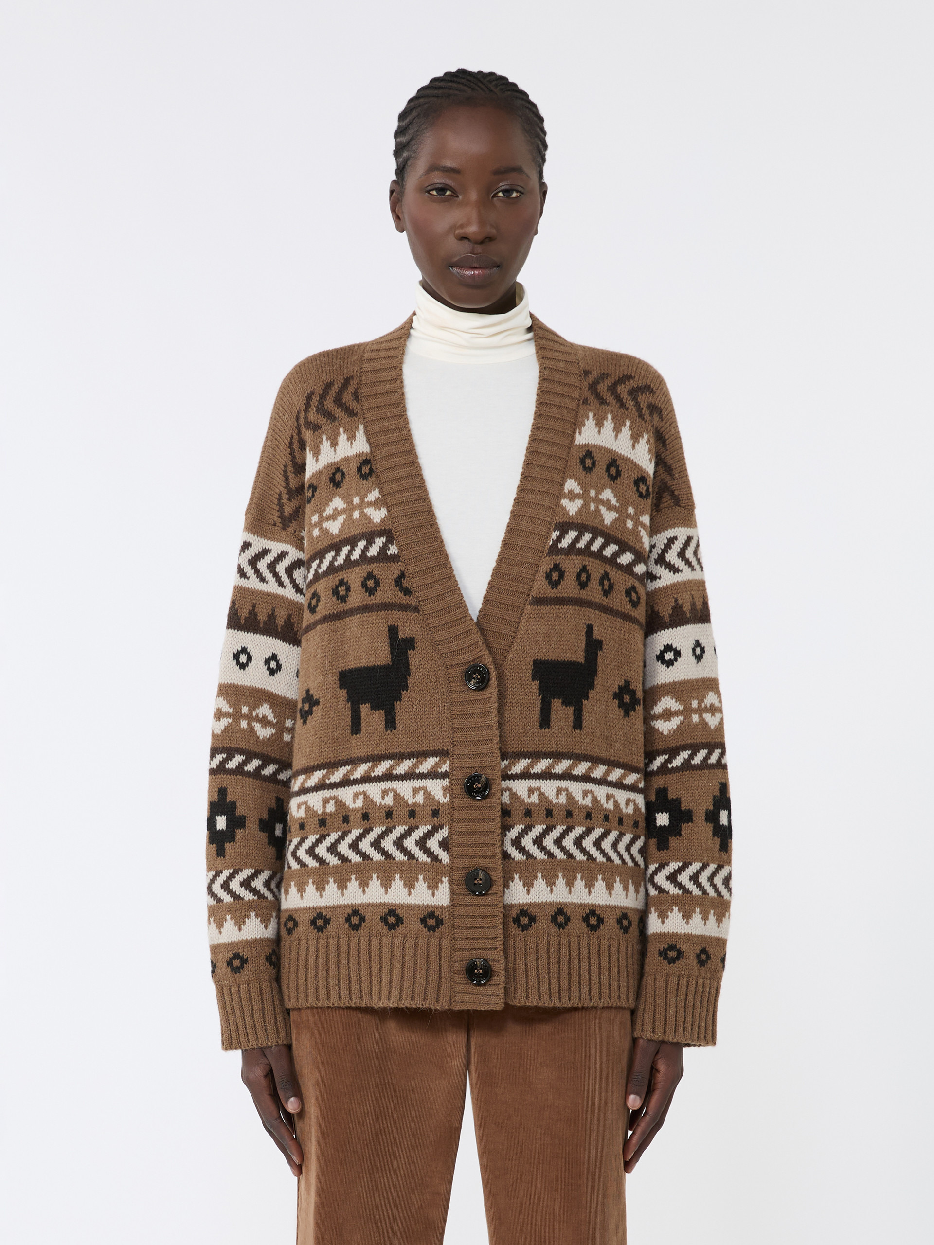 OVATTA Wool and alpaca jacquard cardigan - 3