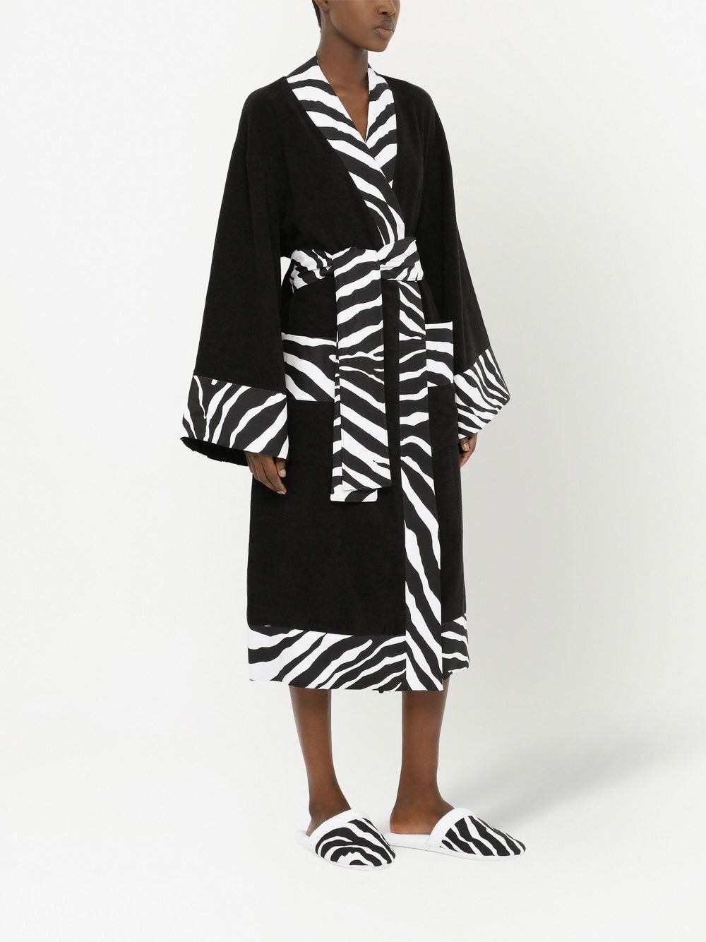 leopard print-trim bathrobe - 3
