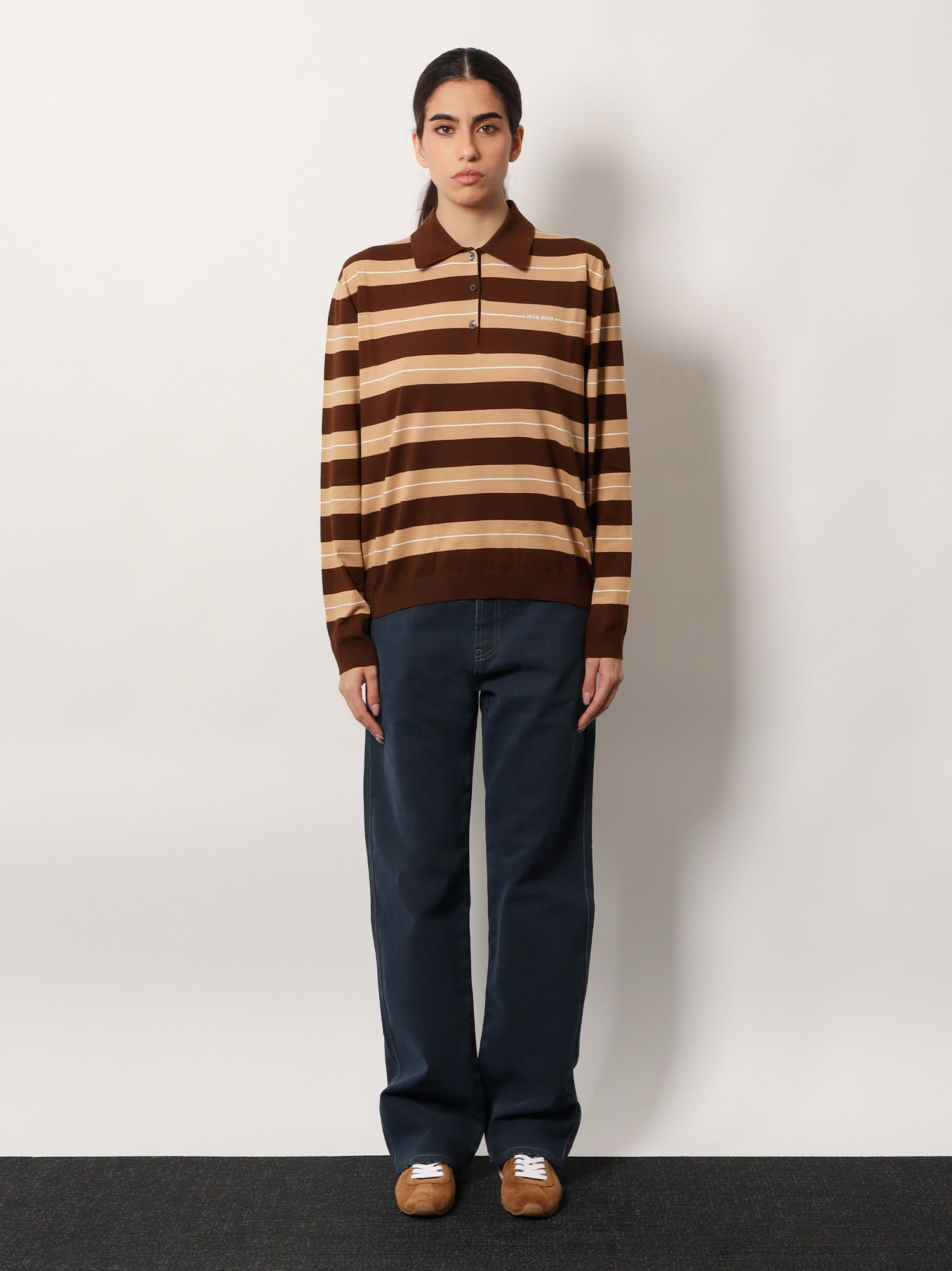 Miu Miu Women Striped Cotton Polo Shirt - 3