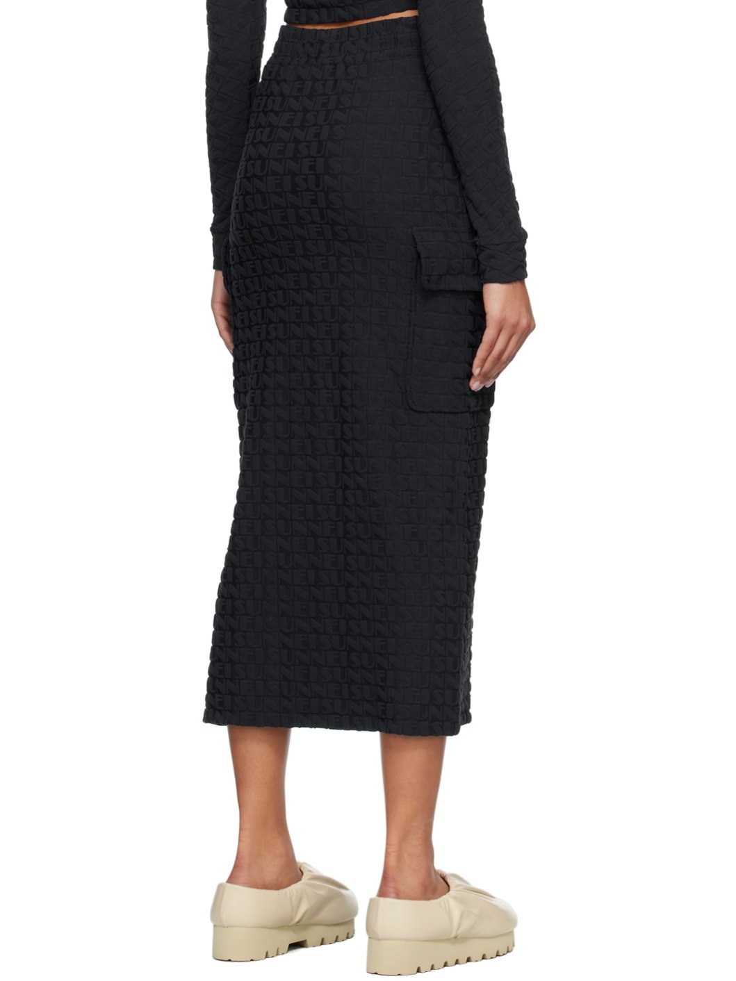 Navy Overlapped Midi Skirt - 3
