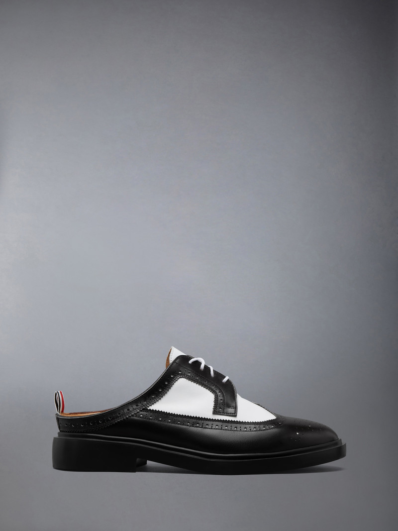 BOX CALF RUBBER SOLE LONGWING BROGUE MULE 1