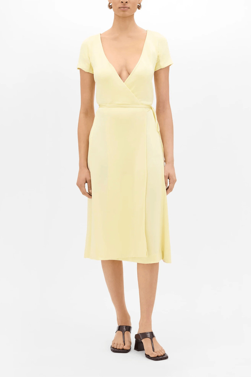 Another Tomorrow Fluid Wrap Dress in Honeysuckle outlook