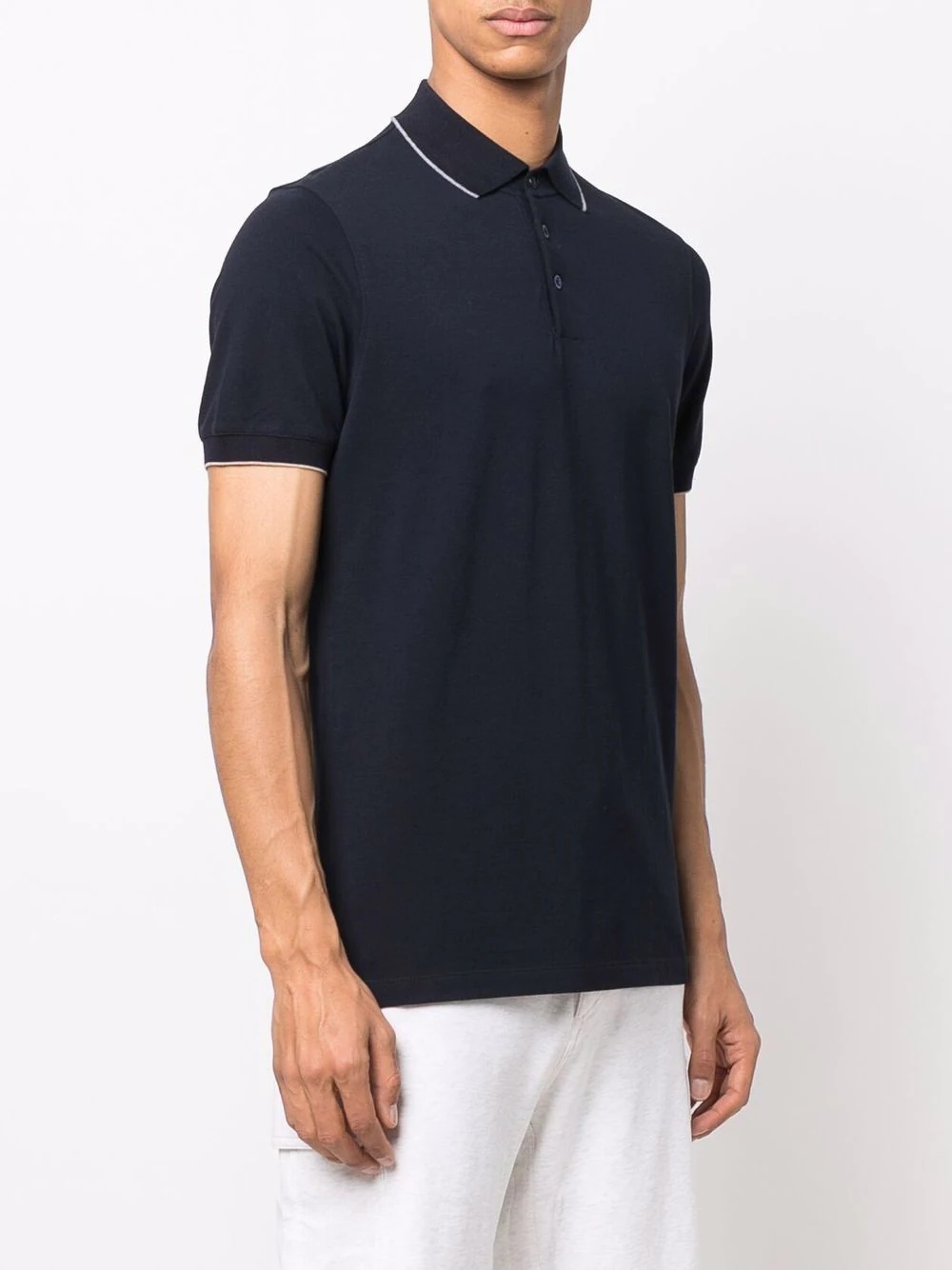 contrast-trim cotton polo shirt - 3