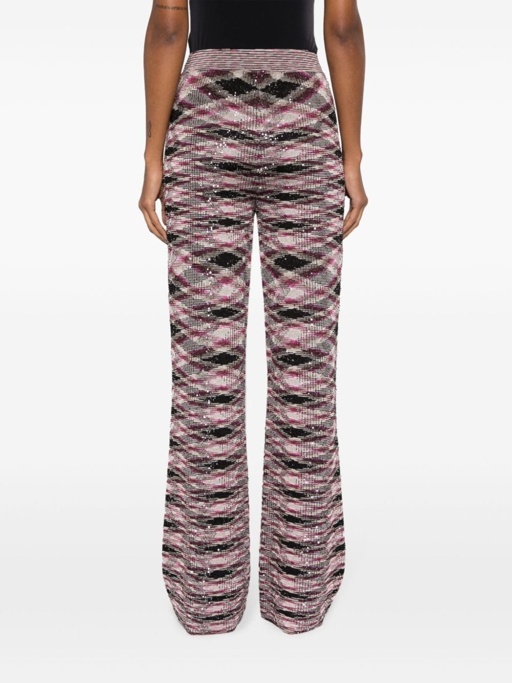 patterned intarsia-knit flared trousers - 4