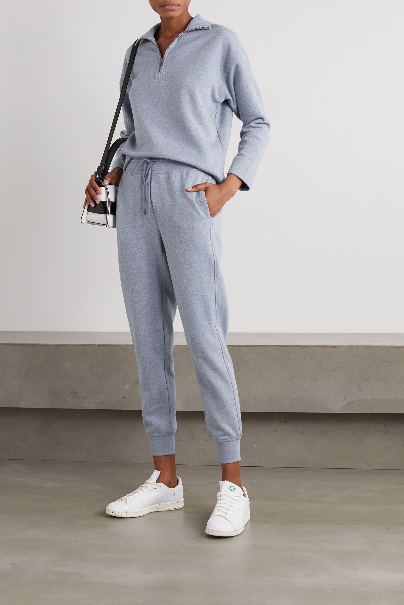 Mélange cotton-blend jersey track pants - 2