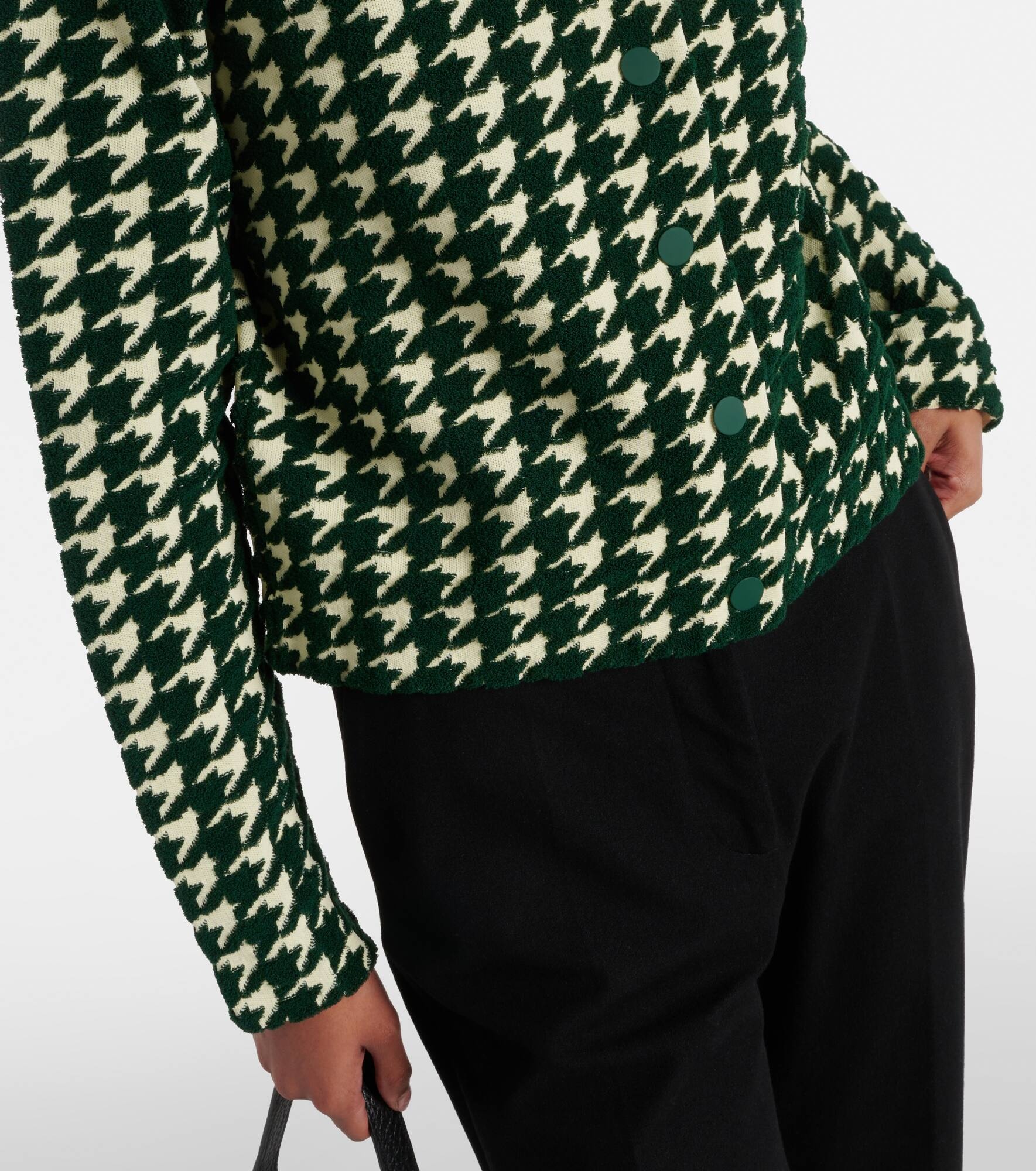 Houndstooth cotton-blend cardigan - 5