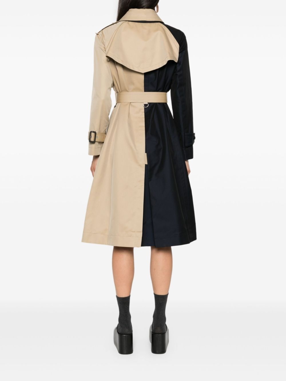 two-tone trench coat - 4