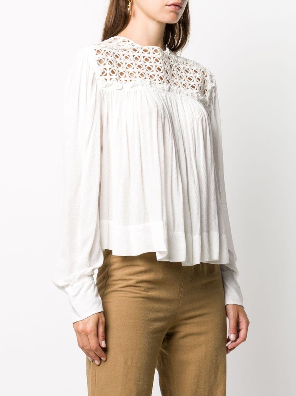 contrast panel ruffled blouse - 3