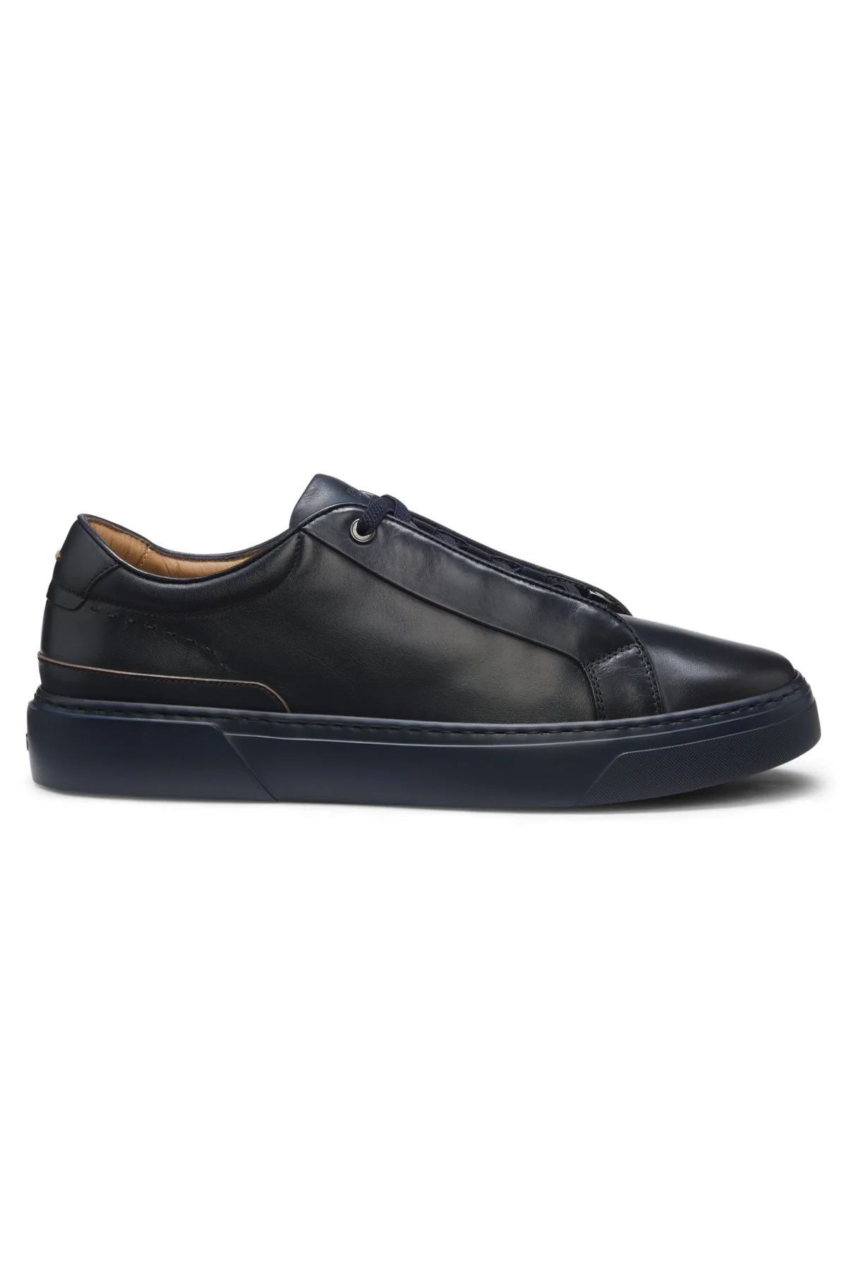 GARY SNEAKERS IN BRUSHED LEATHER WITH ELASTIC LACES - 1