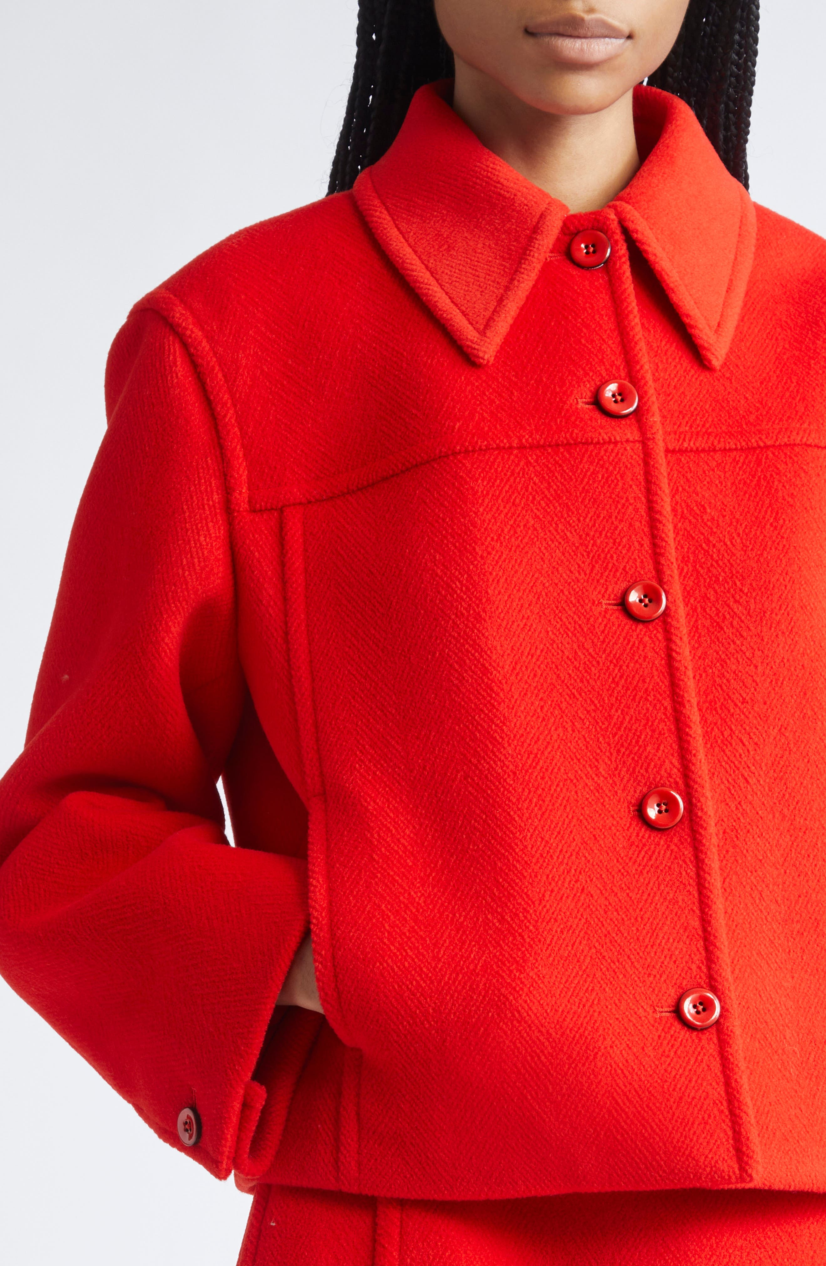 Jil Sander Wool Crop Jacket in Strawberry at Nordstrom - 5