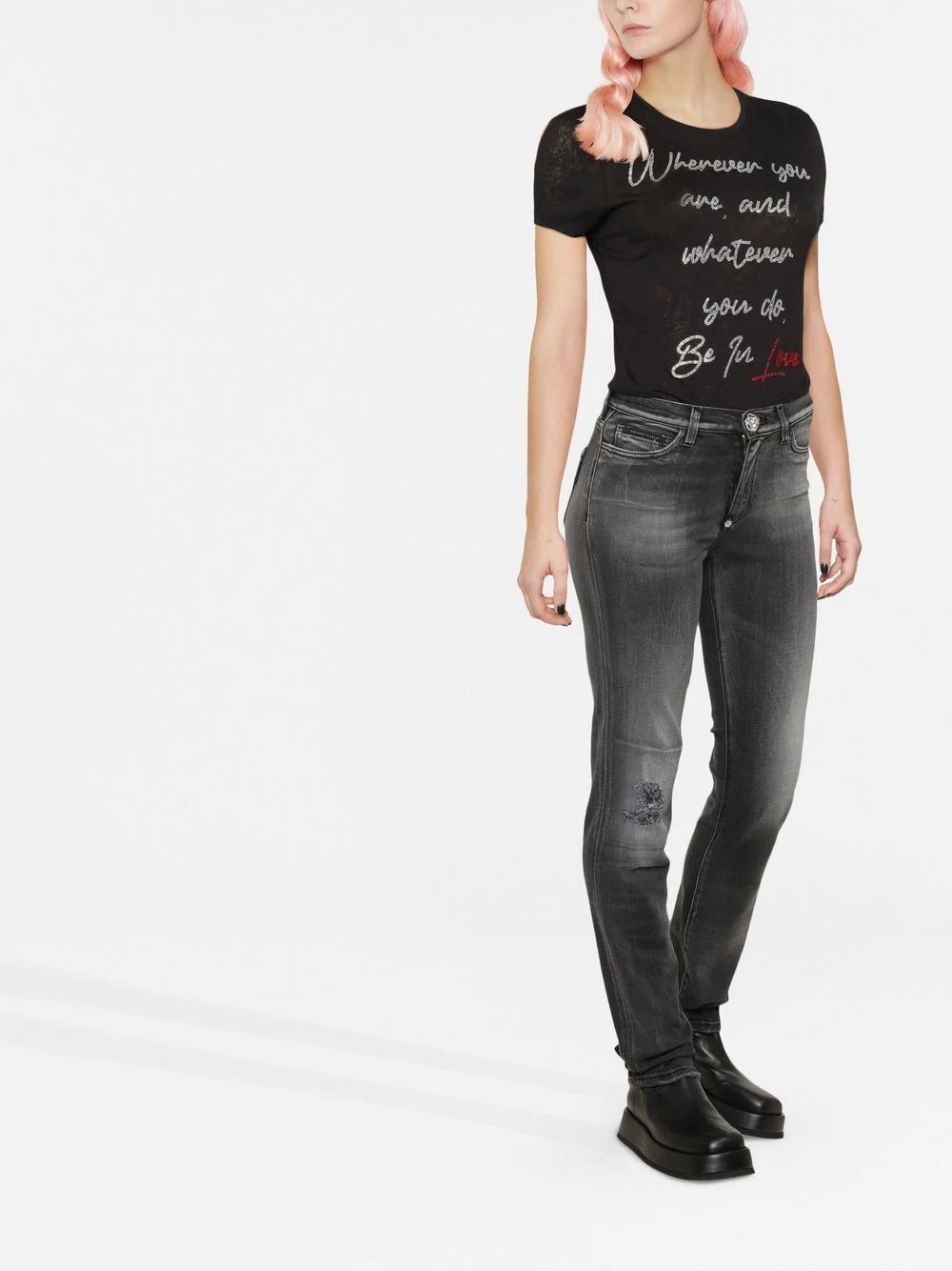 logo-plaque denim jeans - 2