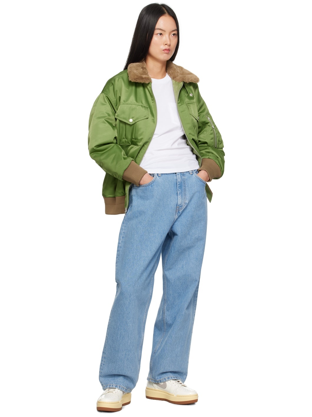 Green Zip Bomber Jacket - 4