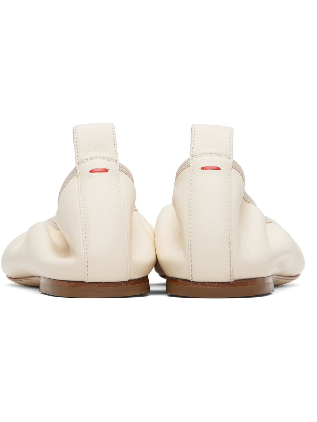 Beige Nomi Ruched Ballerina Flats - 2