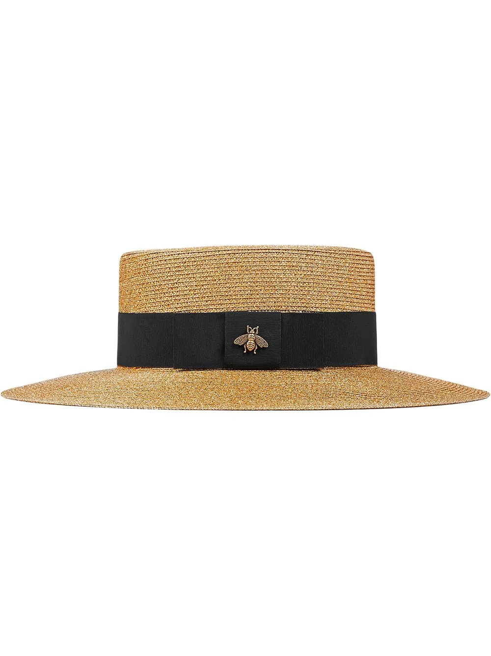 bee-embellished boater hat - 1