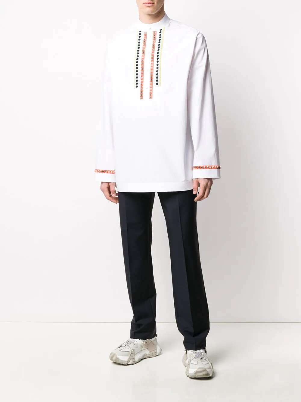 beaded mandarin collar shirt - 2