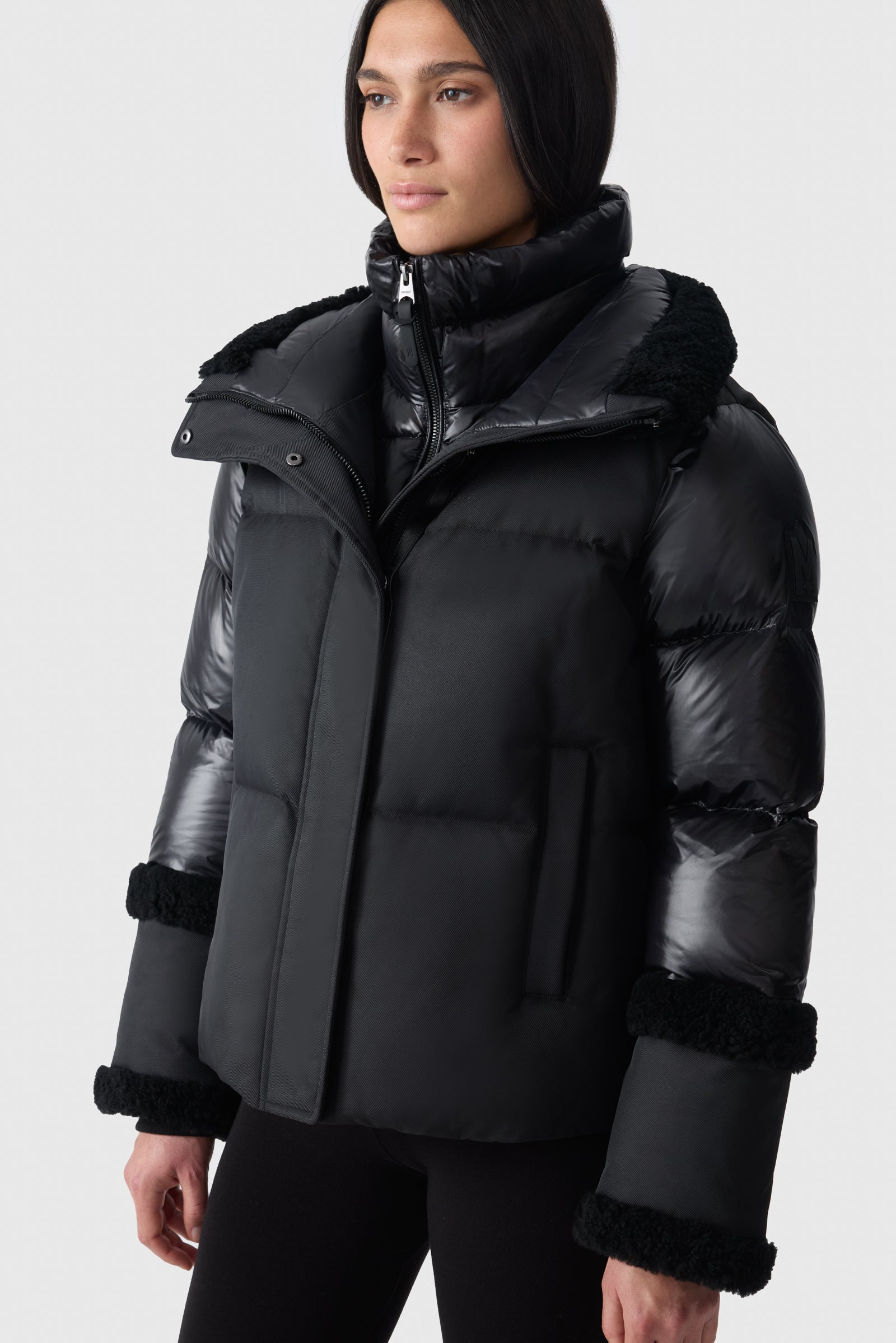 LYDANA Down Jacket With Shearling Trim and Removable Bib - 5