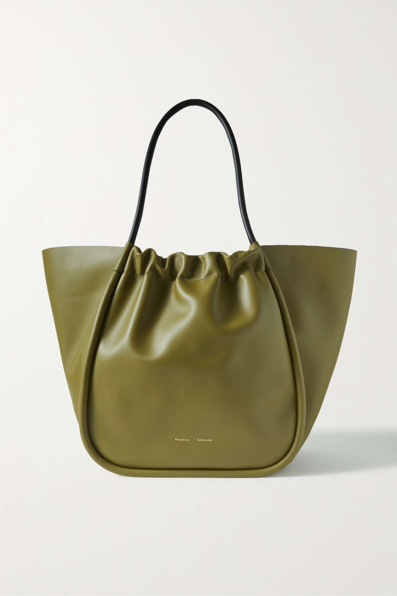 XL ruched leather tote - 1