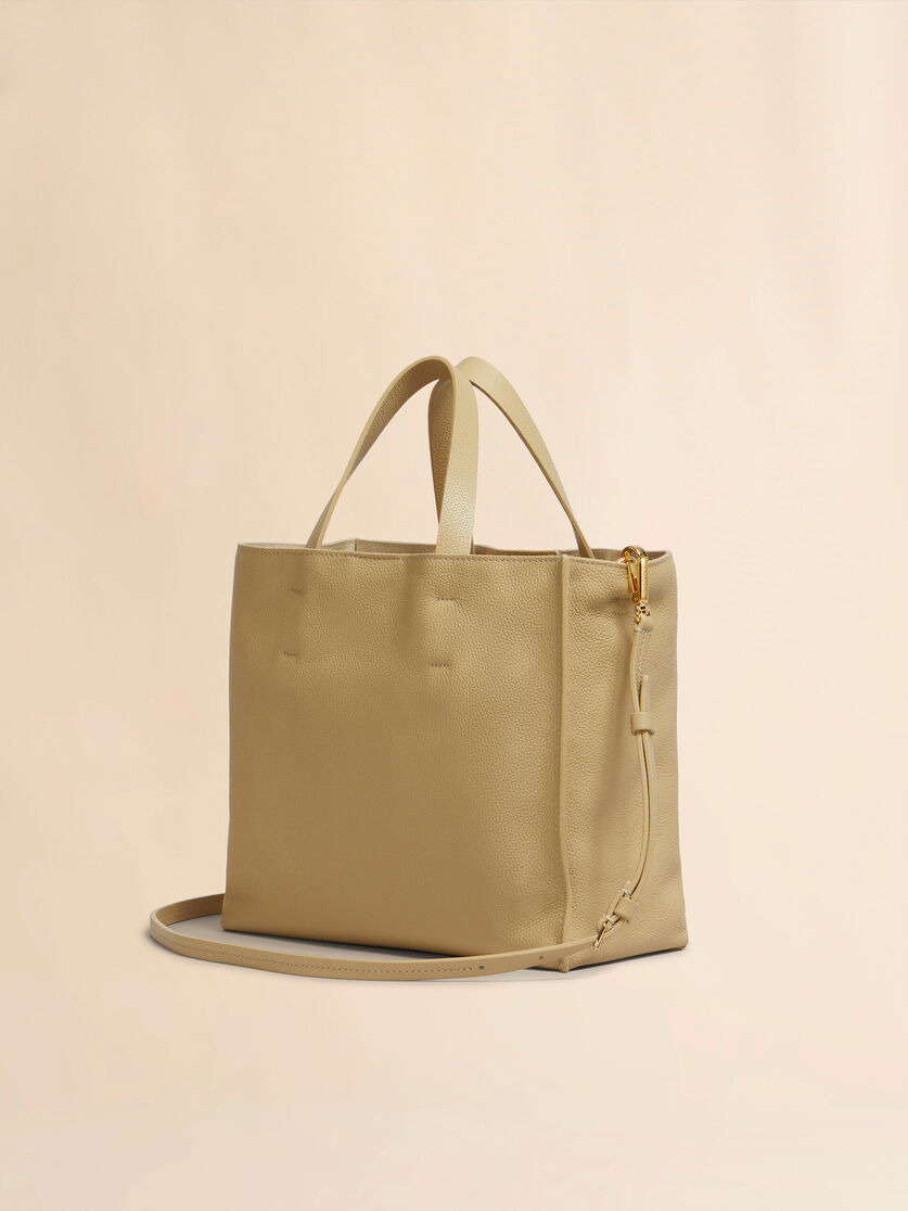 BEIGE LEATHER MUSEO SOFT TOTE BAG WITH MARNI MENDING - 2