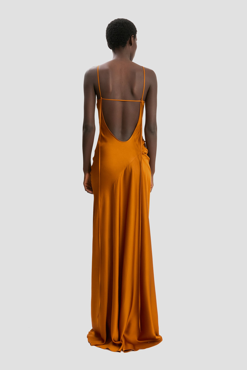 Draped Cami Floor-Length Dress In Bronze 5