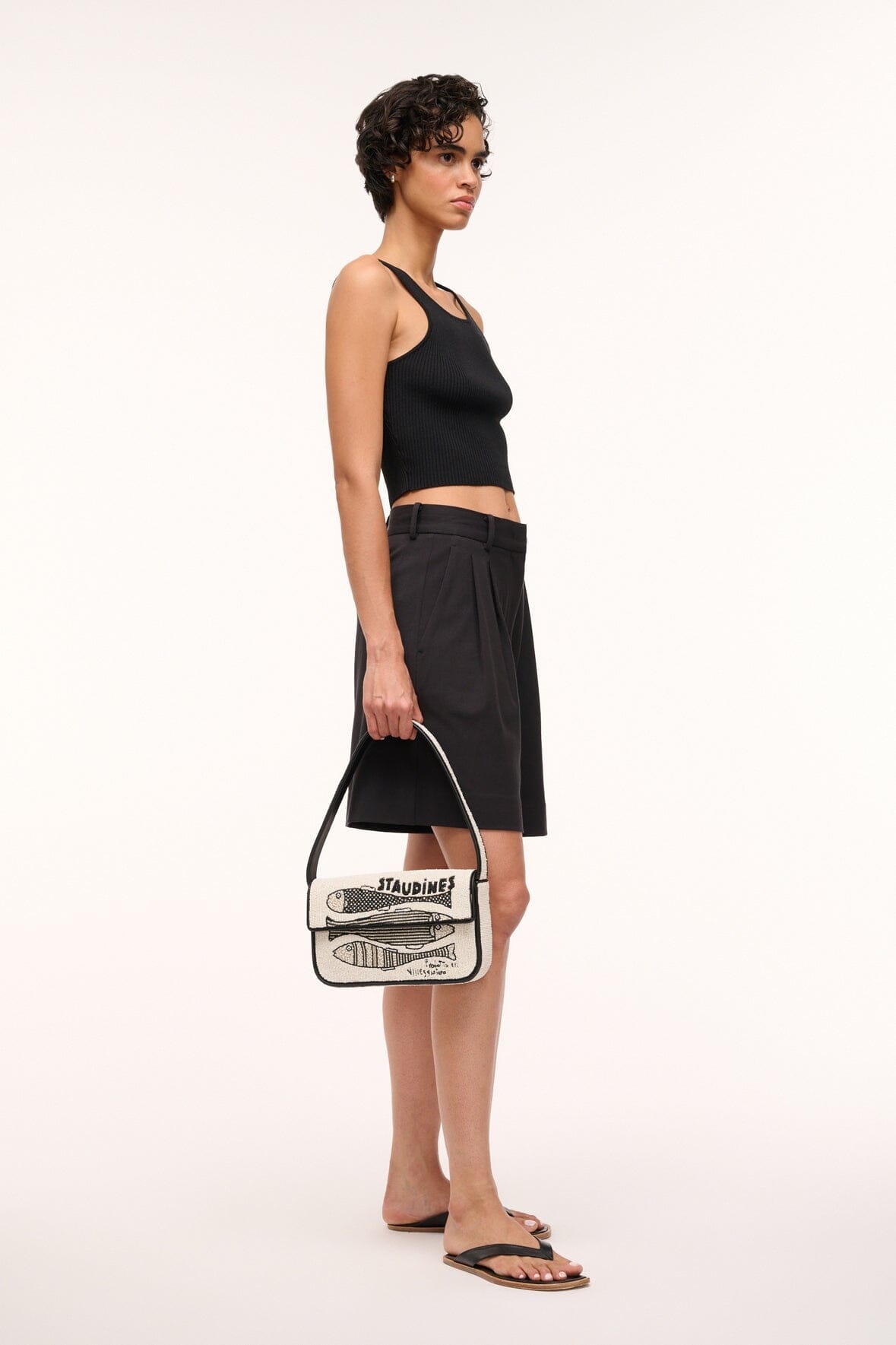 STAUD TOMMY BEADED BAG STAUDINES CREAM - 5