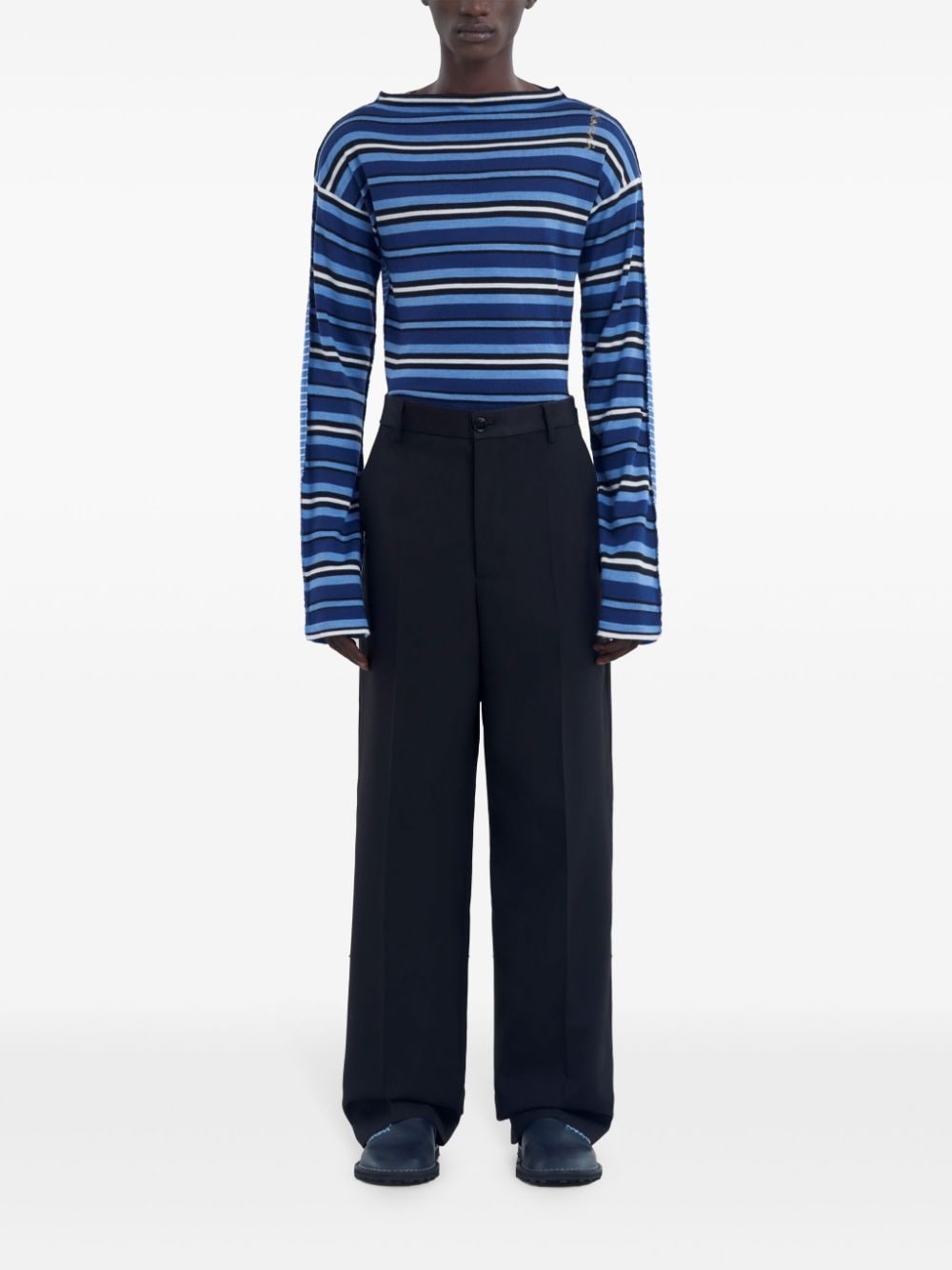 virgin wool wide-leg trousers - 3