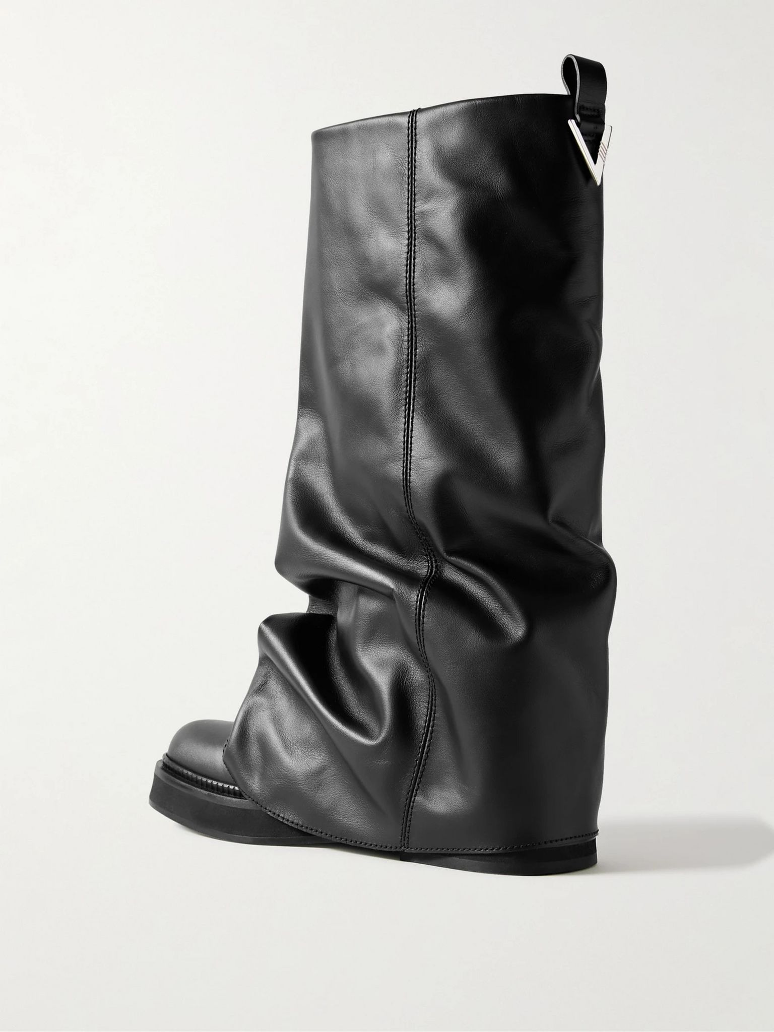 Robin layered leather knee boots Black - 3