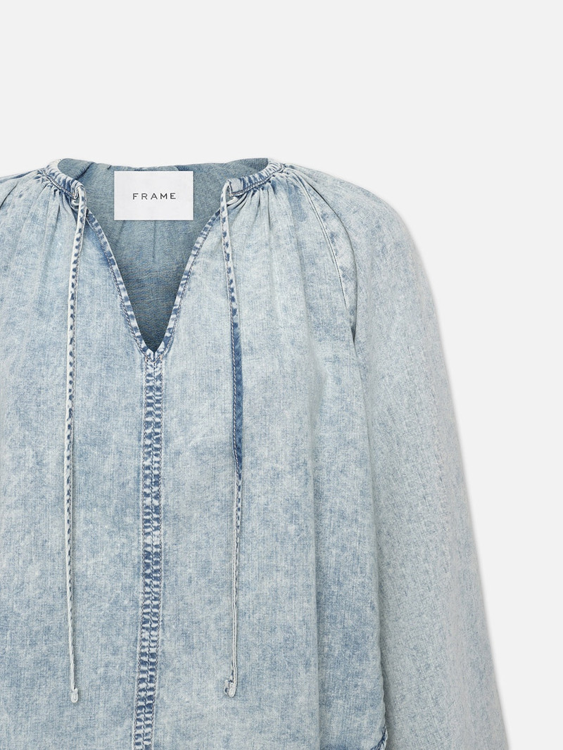FRAME V-Neck Shirred Blouse in Aries outlook